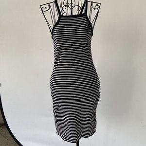 Express black and white stripe body con dress